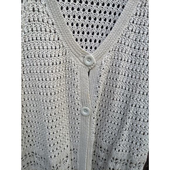 St Johns Bay Crochet Cardigan 3X Beige Babydoll Sweater Fisherman Short Sleeve - Picture 2 of 10